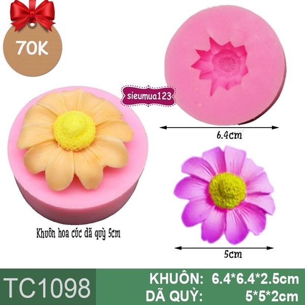 Khuôn rau câu silicon hoa cúc dã quỳ 5cm ( TC1098 )