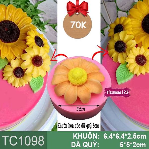 Khuôn rau câu silicon hoa cúc dã quỳ 5cm ( TC1098 )