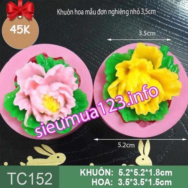 Khuôn silicon hoa mẫu đơn nằm nghiêng nhỏ 3,5cm ( TC152 )