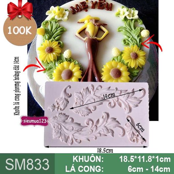 Khuôn silicon lá cong phượng hoàng dài 14cm ( SM833 )