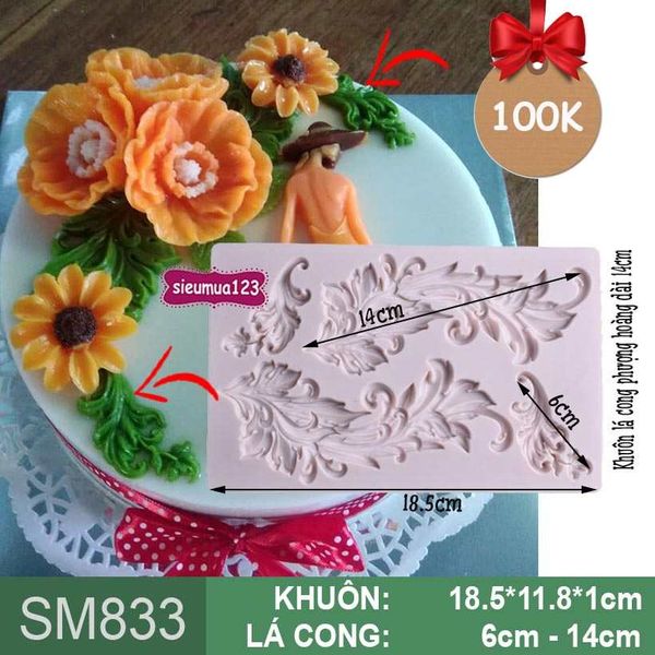 Khuôn silicon lá cong phượng hoàng dài 14cm ( SM833 )
