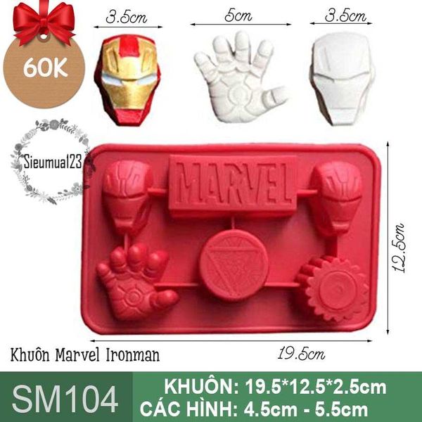 Khuôn silicon siêu nhân Marvel Iron Man 4,5cm - 5,5cm ( SM104 )