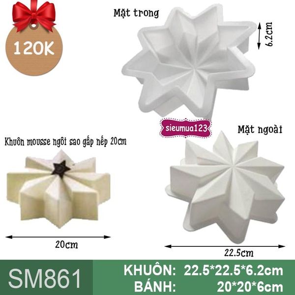 Khuôn mousse ngôi sao gấp nếp 20cm ( SM861 ) còn 8 cái