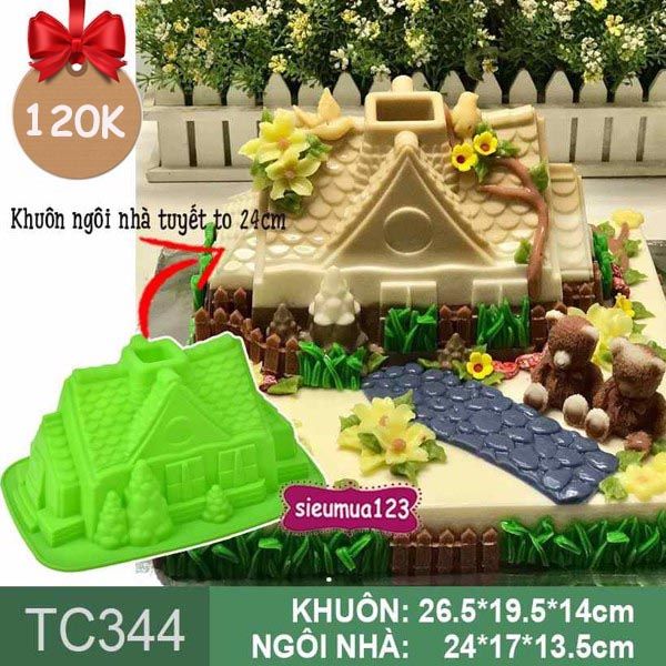 Khuôn silicon làm bánh rau câu ngôi nhà tuyết to 24cm ( TC344 )