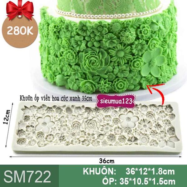 Khuôn silicon ốp viền hoa cúc xanh 35cm ( SM722 )