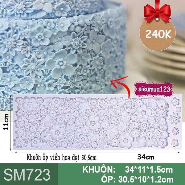 Khuôn silicon ốp viền hoa dại 30,5cm ( SM723 )