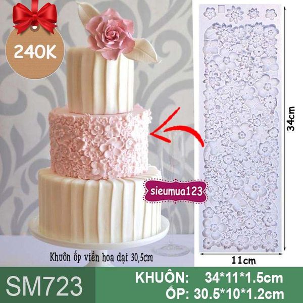 Khuôn silicon ốp viền hoa dại 30,5cm ( SM723 )