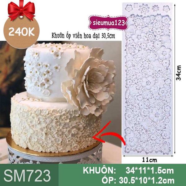 Khuôn silicon ốp viền hoa dại 30,5cm ( SM723 )