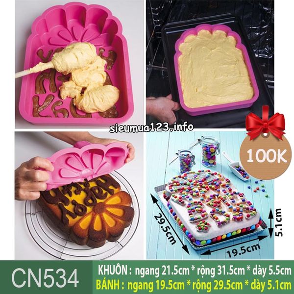 Khuôn silicon làm bánh rau câu Happy Birthday gói quà chữ nhật 29,5cm ( CN534 )