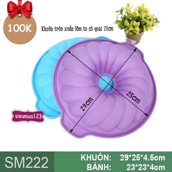 Khuôn silicon nướng bánh tròn xoắn lõm to có quai 23cm ( SM222 )