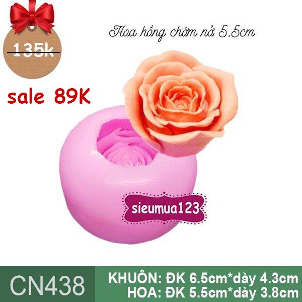 Khuôn silicon hoa hồng chớm nở 5,5cm ( CN438 )