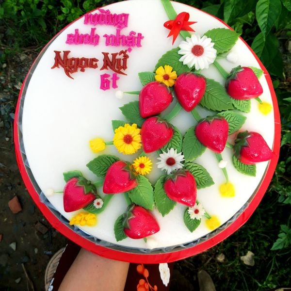 Khuôn silicon 10 trái dâu tây 4cm  ( TC636 )