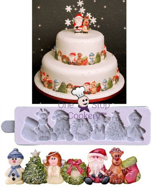 Khuôn silicon dây viền Noel ông già Santa cây thông người tuyết ( TC1370 ) CÒN 1
