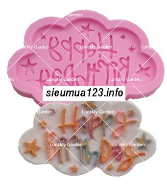 Khuôn Silicon Fondant Chữ Happy Birthday Đám Mây Nét Nhuyễn ( TC827 )