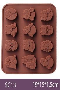 Khuôn socola silicon : Khuôn 12 Cú Mèo ( SC13 )