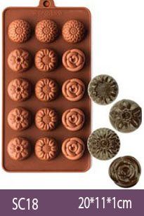 Khuôn socola silicon :  Khuôn 15 Bông Hồng Cúc Hướng Dương ( SC18 )
