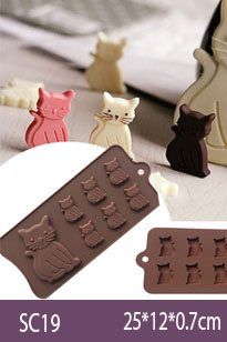 Khuôn làm socola silicon : Khuôn 7 Chú Mèo Lớn Nhỏ ( SC19 )