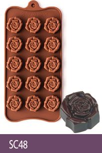 Khuôn làm socola silicon : Khuôn 15 Hoa Hồng Xoắn ( SC48 )