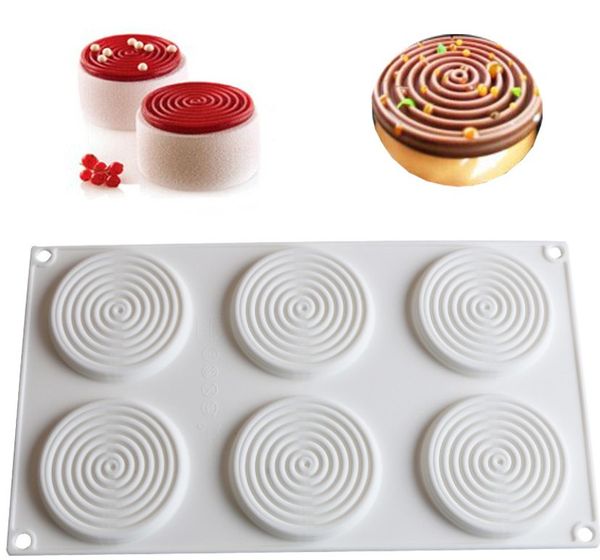 Khuôn silicon làm bánh mousse 6 vòng tròn xoắn 7,3cm ( SM162 )