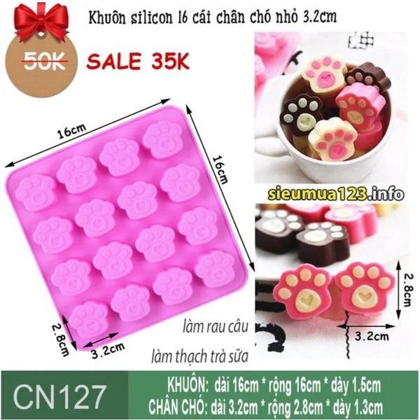 Khuôn silicon 16 chân mèo nhỏ 3,2cm ( SM1860 ) mẫu 2024