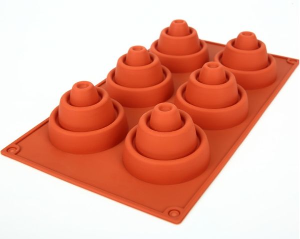 Khuôn nướng bánh silicon : Khuôn 6 trụ tròn tháp tầng ( SM205 )
