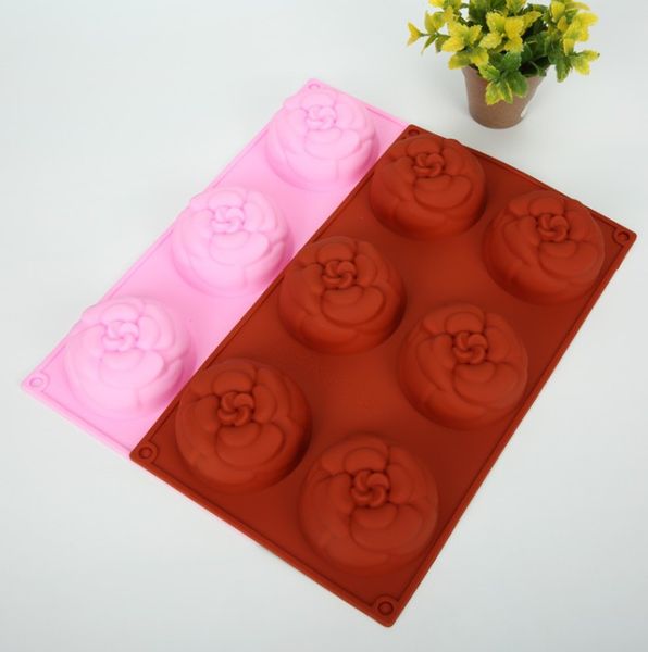 Khuôn silicon 6 bánh hoa hồng xoắn 7,5cm ( SM561 )