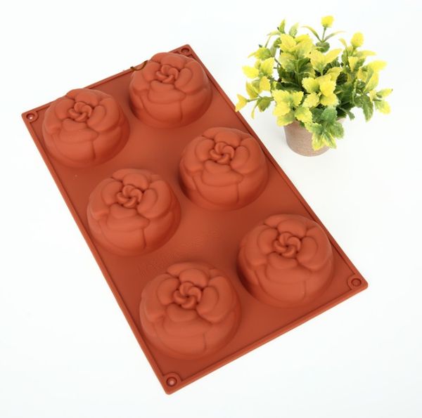 Khuôn silicon 6 bánh hoa hồng xoắn 7,5cm ( SM561 )