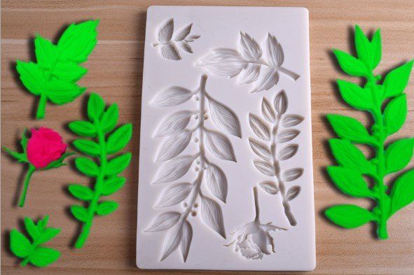 Khuôn silicon làm rau câu cành lá dài 12,7cm ( SM368 )