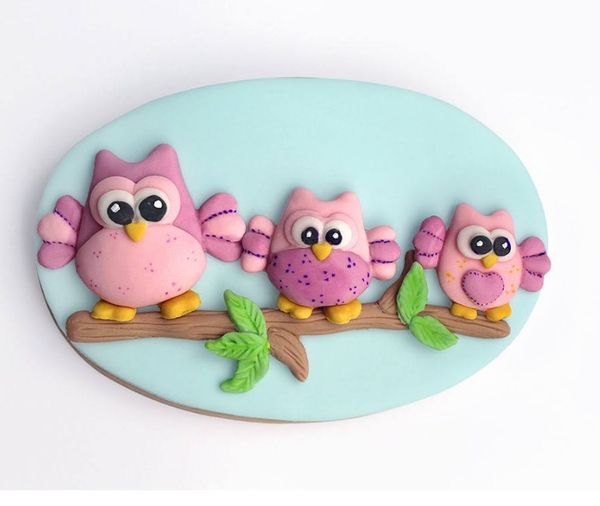 Khuôn silicon 3 con chim cú mèo to 3,8cm đến 5,5cm ( TC1133 )