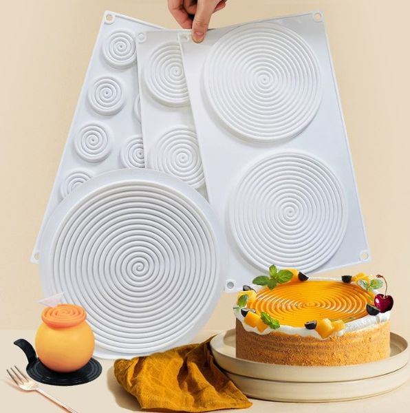 Khuôn silicon làm bánh mousse 6 vòng tròn xoắn 7,3cm ( SM162 )