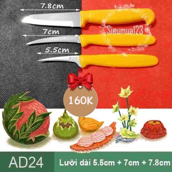 Bộ 3 Dao Tỉa Rau Củ Quả Penguin Thailand Cán Nhựa ( AD24 )