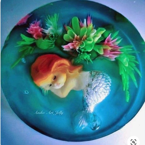 Khuôn silicon làm rau câu nàng tiên cá ngủ cài sao dài 8cm ( TC1321 )