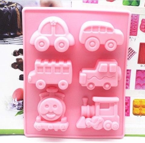 Khuôn Pudding 6 xe hơi xe lửa thomas xe buýt ( TC413 )