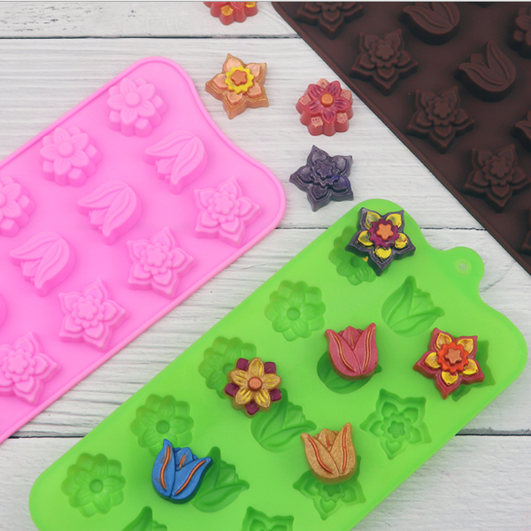 Khuôn silicon 15 hoa tulip 2,5cm - 3,2cm ( SM1052 )