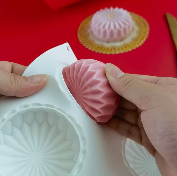 Khuôn silicon làm bánh mousse 6 hình tròn kim cương 7cm  ( SM1761 ) còn 2 cái