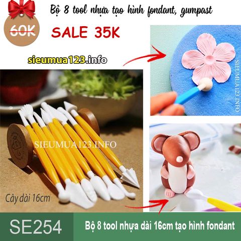 Bộ 8 tool nhựa tạo hình fondant gumpast trang trí bánh ( SE254 )