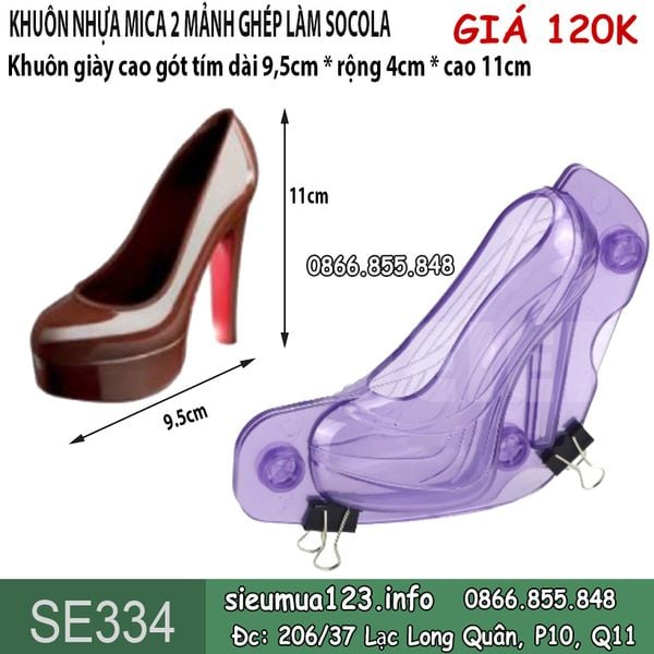 Khuôn nhựa mica giày cao gót tím nhỏ 9,5cm làm socola ( SE334 ) CÒN 1