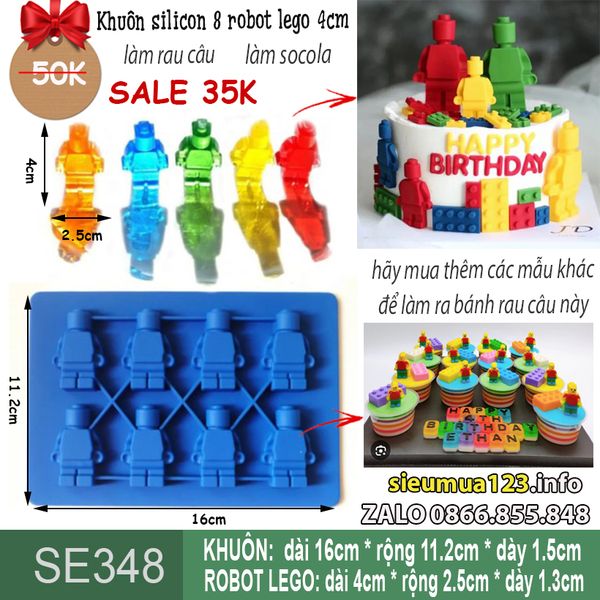 Khuôn silicon 8 robot lego 4cm ( SE348 ) còn 3 cái