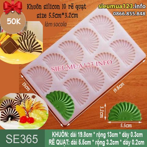 Khuôn silicon socola mỏng 10 rẽ quạt 5,5cm ( SE365 )