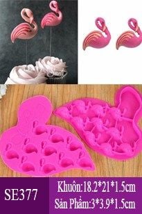 Khuôn silicon 10 con chim hồng hạc 3,5cm ( SE377 )