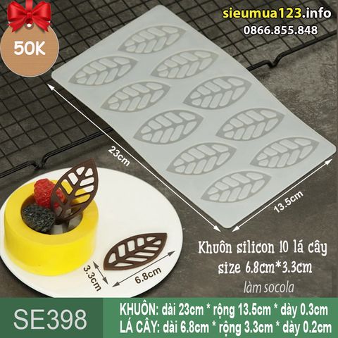 Khuôn silicon socola mỏng 10 lá dài 6,8cm ( SE398 )
