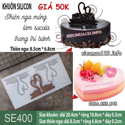 Khuôn silicon làm socola mỏng 3 cặp thiên nga 8,5cm ( SE400 )