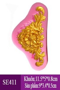 Khuôn silicon dây viền vương miện hoa lá 9cm ( SE411 )