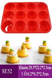 Silicon vỉ 12 cupcake trụ tròn 6cm ( SE52 )