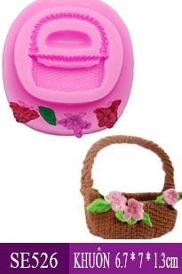 Khuôn silicon fondant túi xách đan hoa nhỏ 4,2cm ( SE526 )