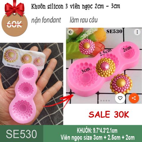 Khuôn silicon 3 viên ngọc 2cm - 3cm ( SE530 )