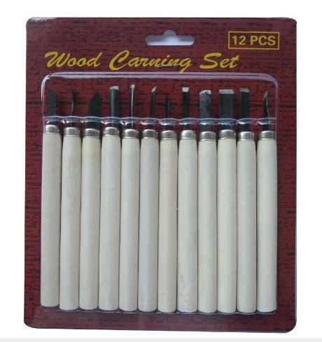 Bộ 12 dao khắc đa năng lưỡi thép cán gỗ 13,5cm ( SE548 )