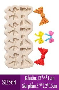 Khuôn rau câu silicon 4d : Khuôn cái nơ lớn nhỏ vỉ 7 ( SE564 )