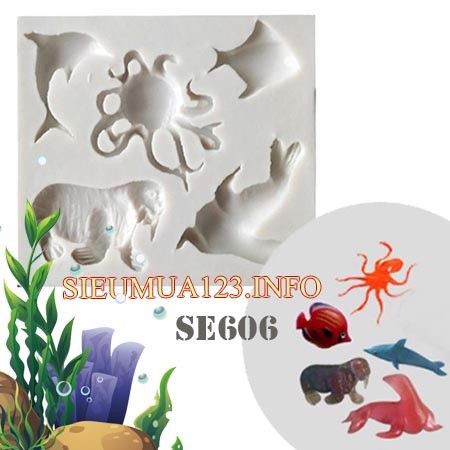 Khuôn silicon con cá bạch tuộc sư tử biển nhỏ xíu 2,5cm-4,5cm( SE606 )