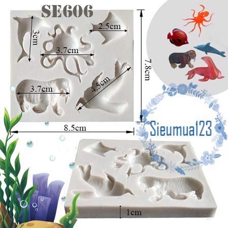 Khuôn silicon con cá bạch tuộc sư tử biển nhỏ xíu 2,5cm-4,5cm( SE606 )